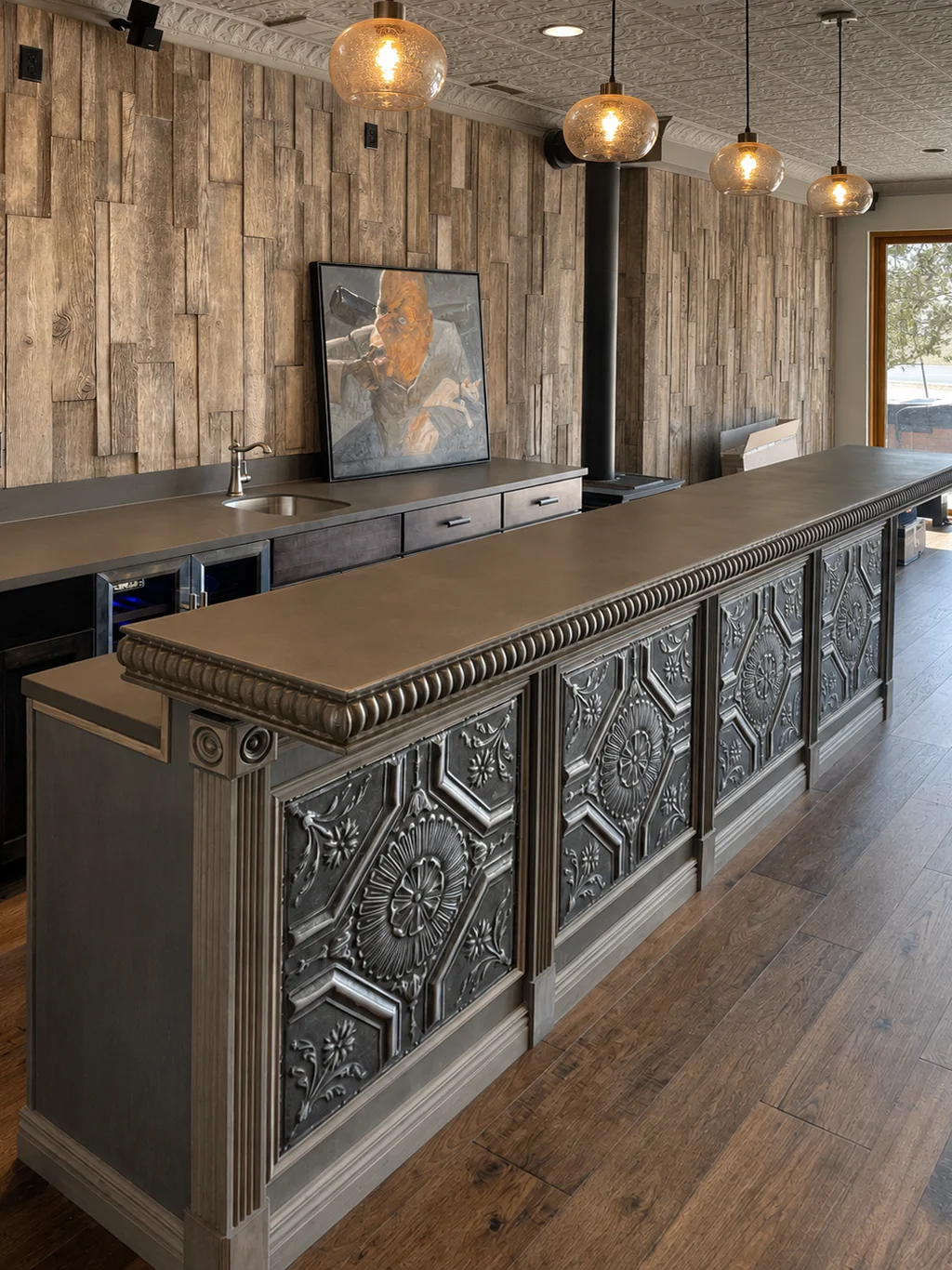 Medium Texture Brass Light Patina finish, Bullnose edge profile