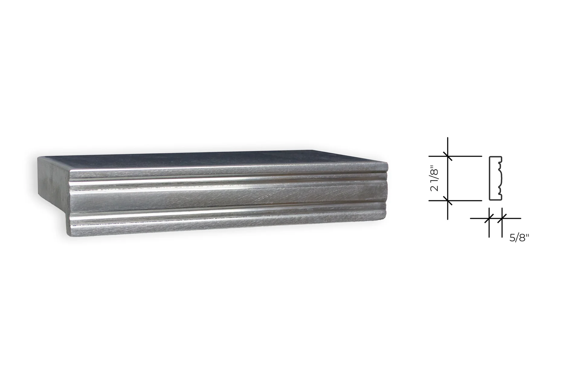 sea island edge profile, shown as a photograph beside its section drawing