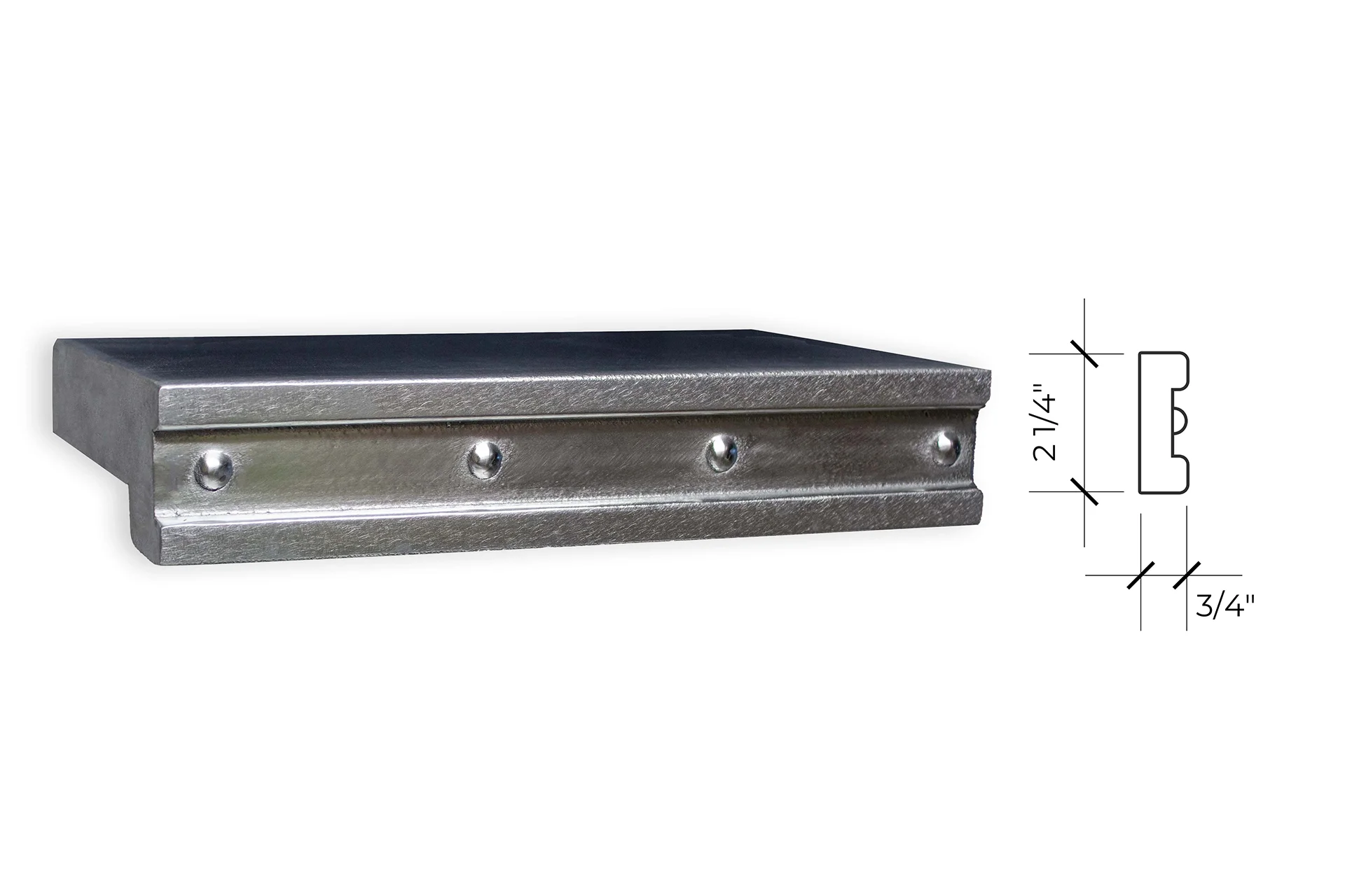 dixon edge profile, shown as a photograph beside its section drawing