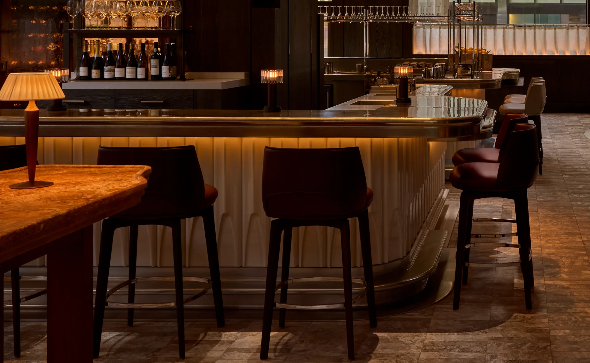 The pewter bar tops at Bar Chimera