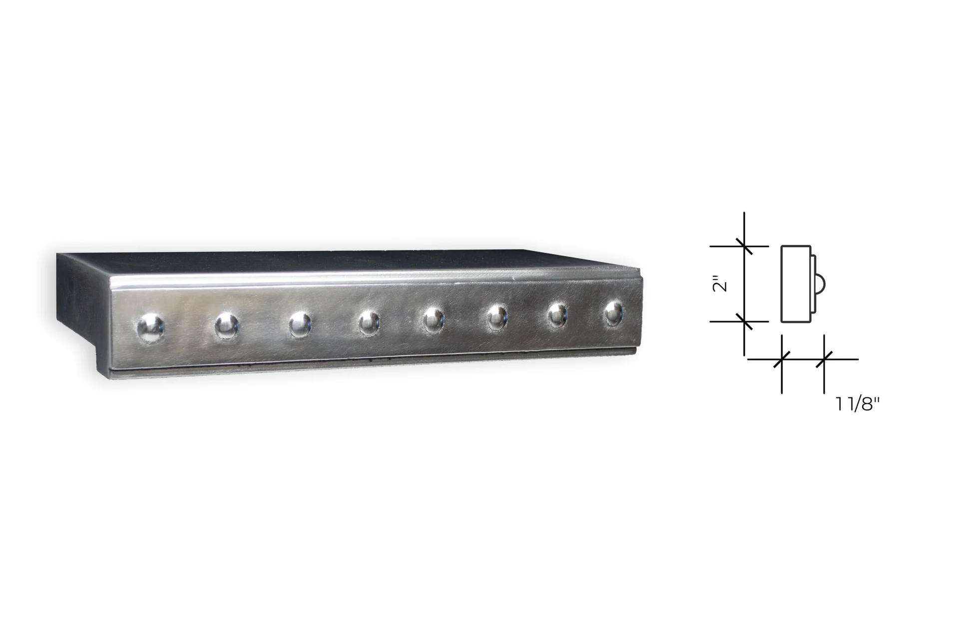 enclave edge profile, shown as a photograph beside its section drawing