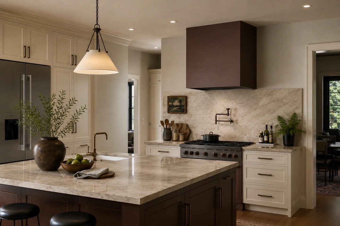 A Bastille Collection range hood installed in a kitchen