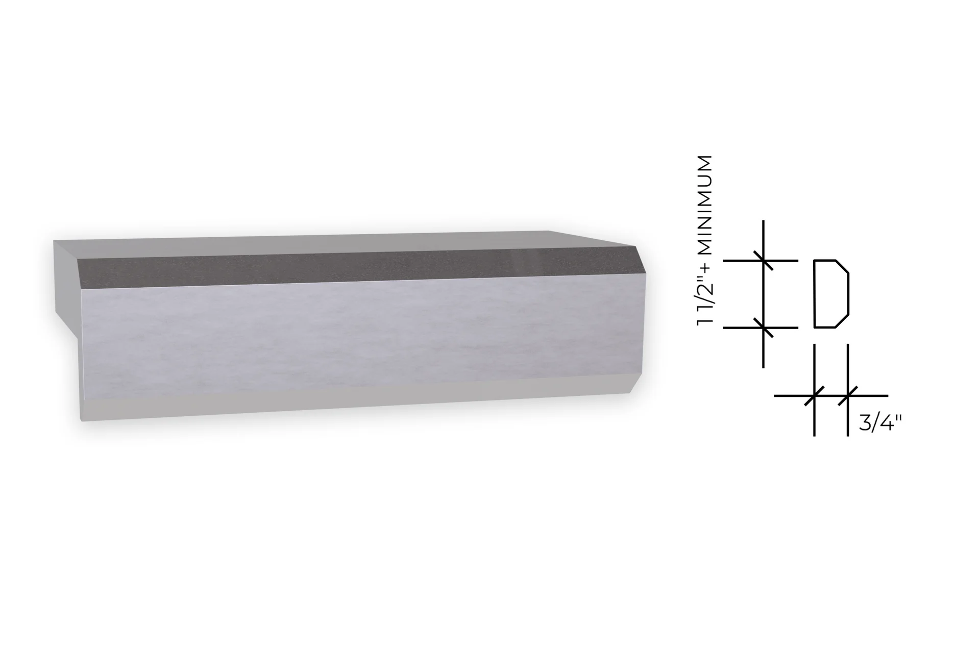 wright edge profile, shown as a photograph beside its section drawing