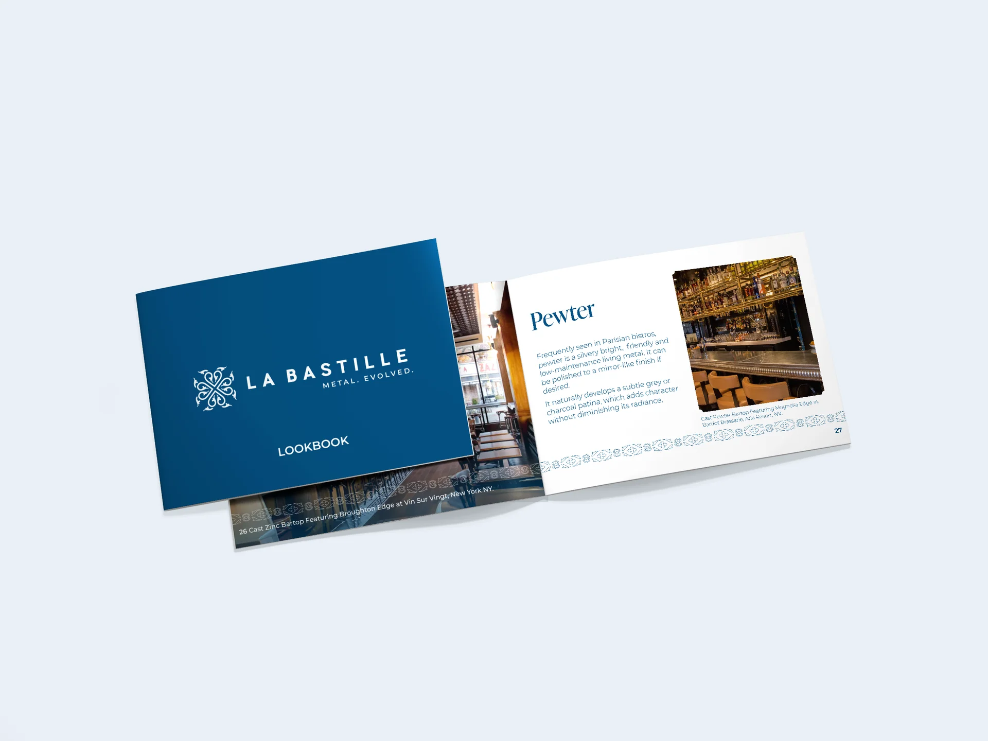 The La Bastille lookbook, open at the Pewter pages