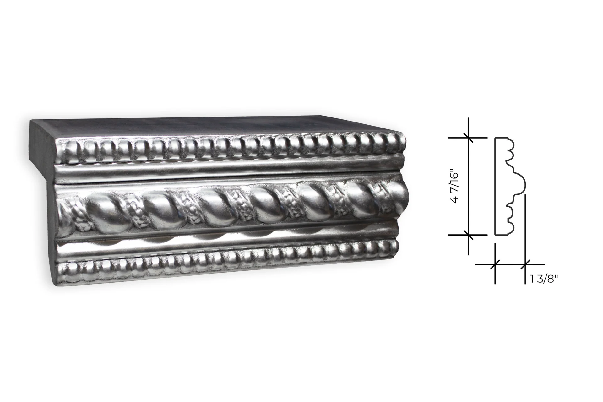 lafayette edge profile, shown as a photograph beside its section drawing