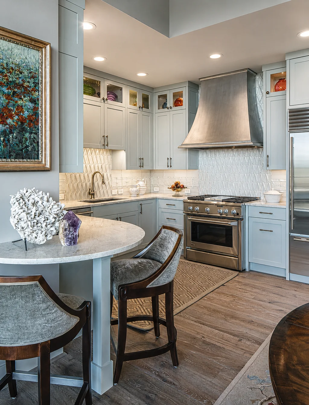 A custom metal range hood by La Bastille
