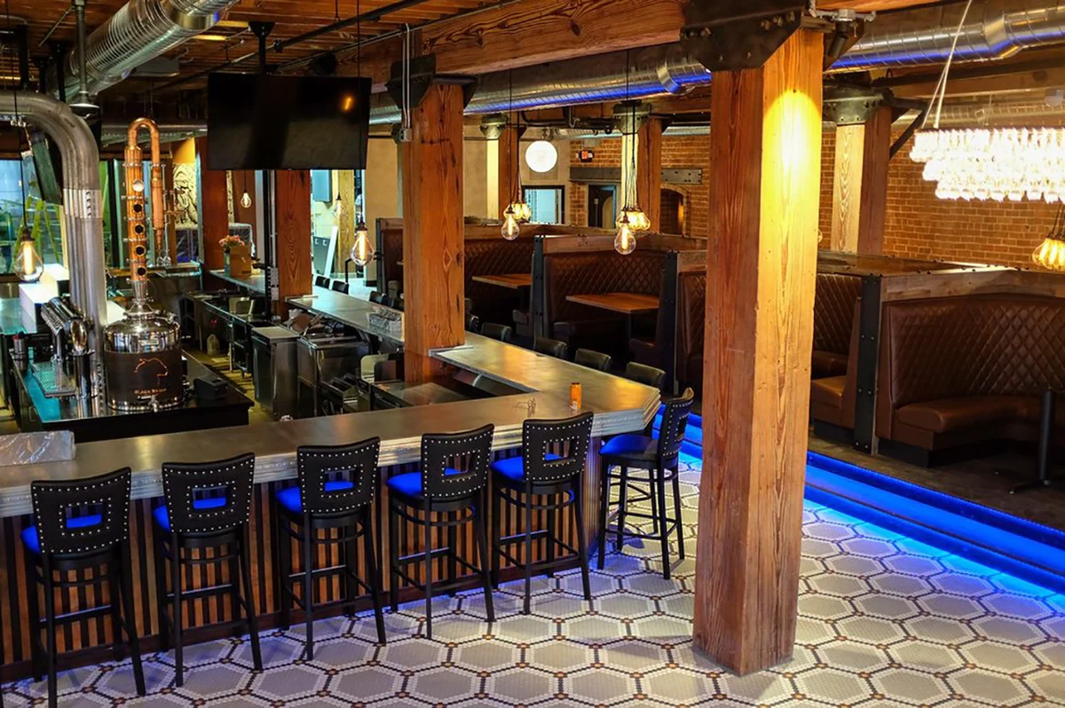 Custom cast zinc bartop by La Bastille