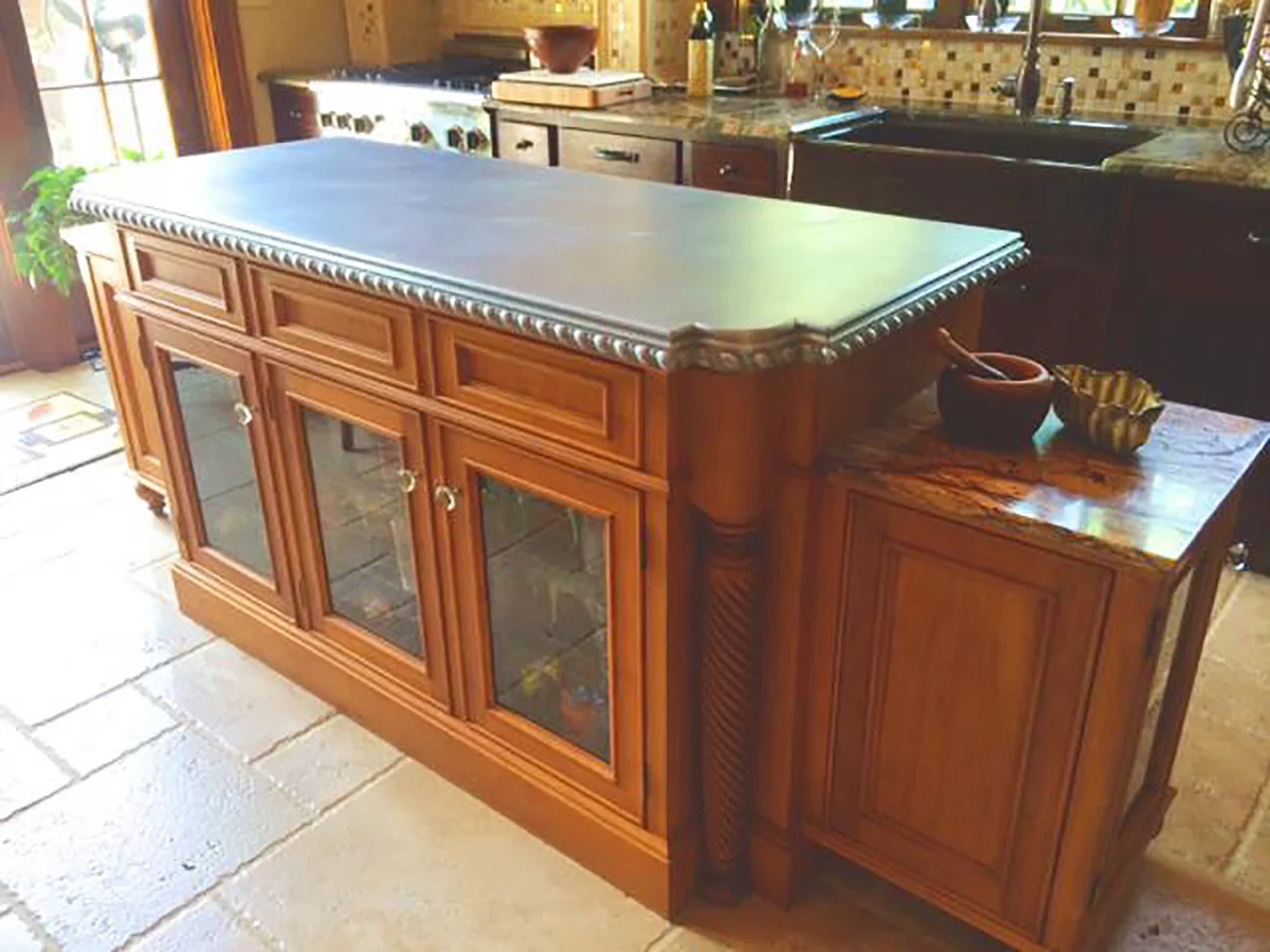 Custom cast zinc countertop by La Bastille