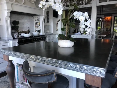 Custom cast zinc countertop by La Bastille