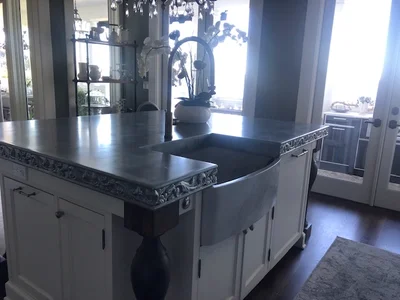 Custom cast zinc countertop by La Bastille