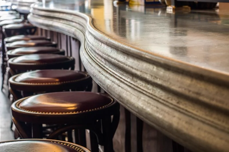 Custom cast zinc bartop by La Bastille