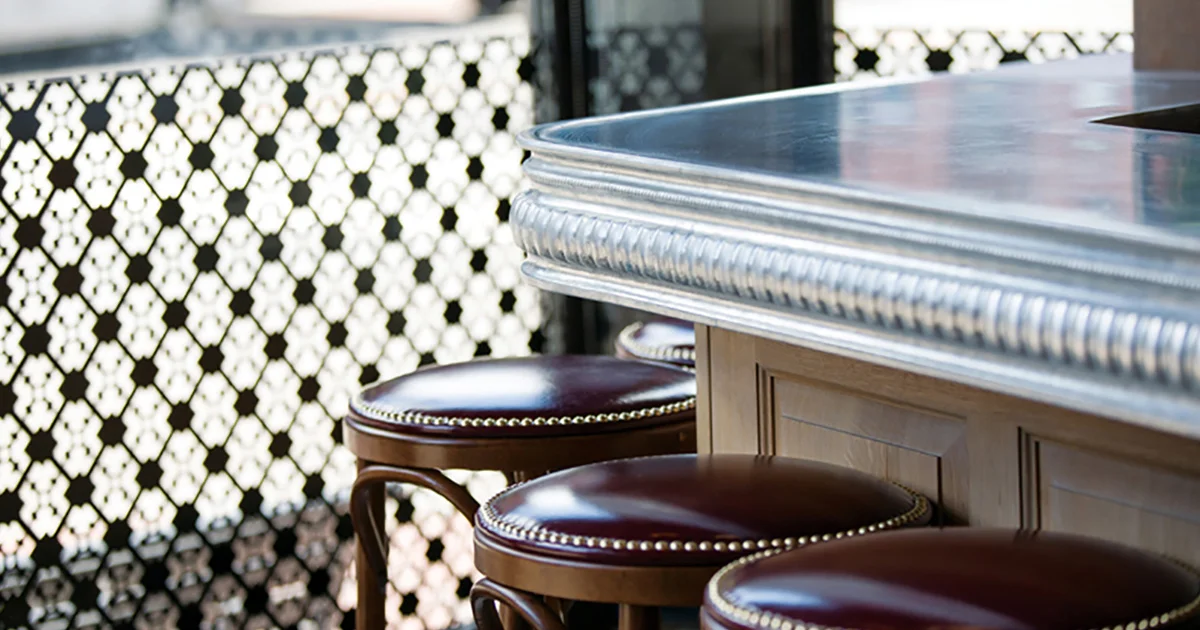 Custom cast zinc bartop by La Bastille