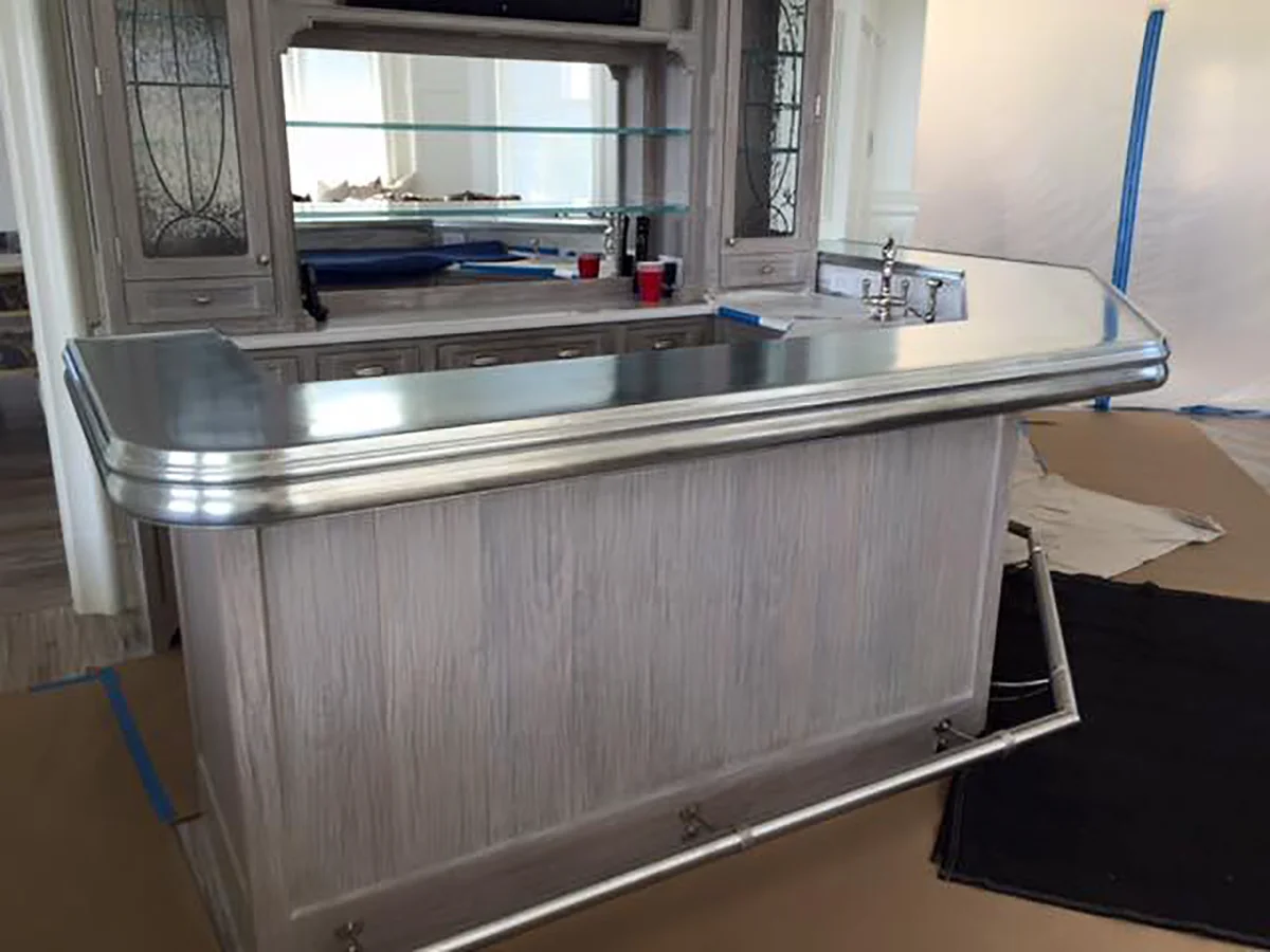 Custom cast pewter countertop by La Bastille