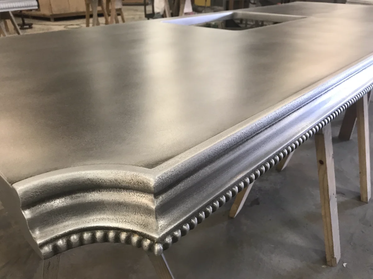 Custom cast pewter countertop by La Bastille