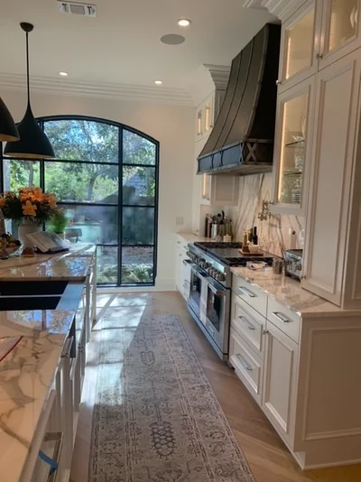 Custom cast zinc range hood by La Bastille