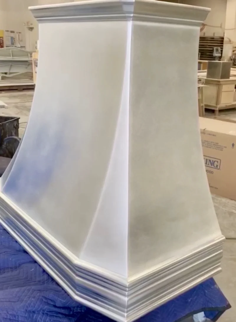 Custom cast zinc range hood by La Bastille