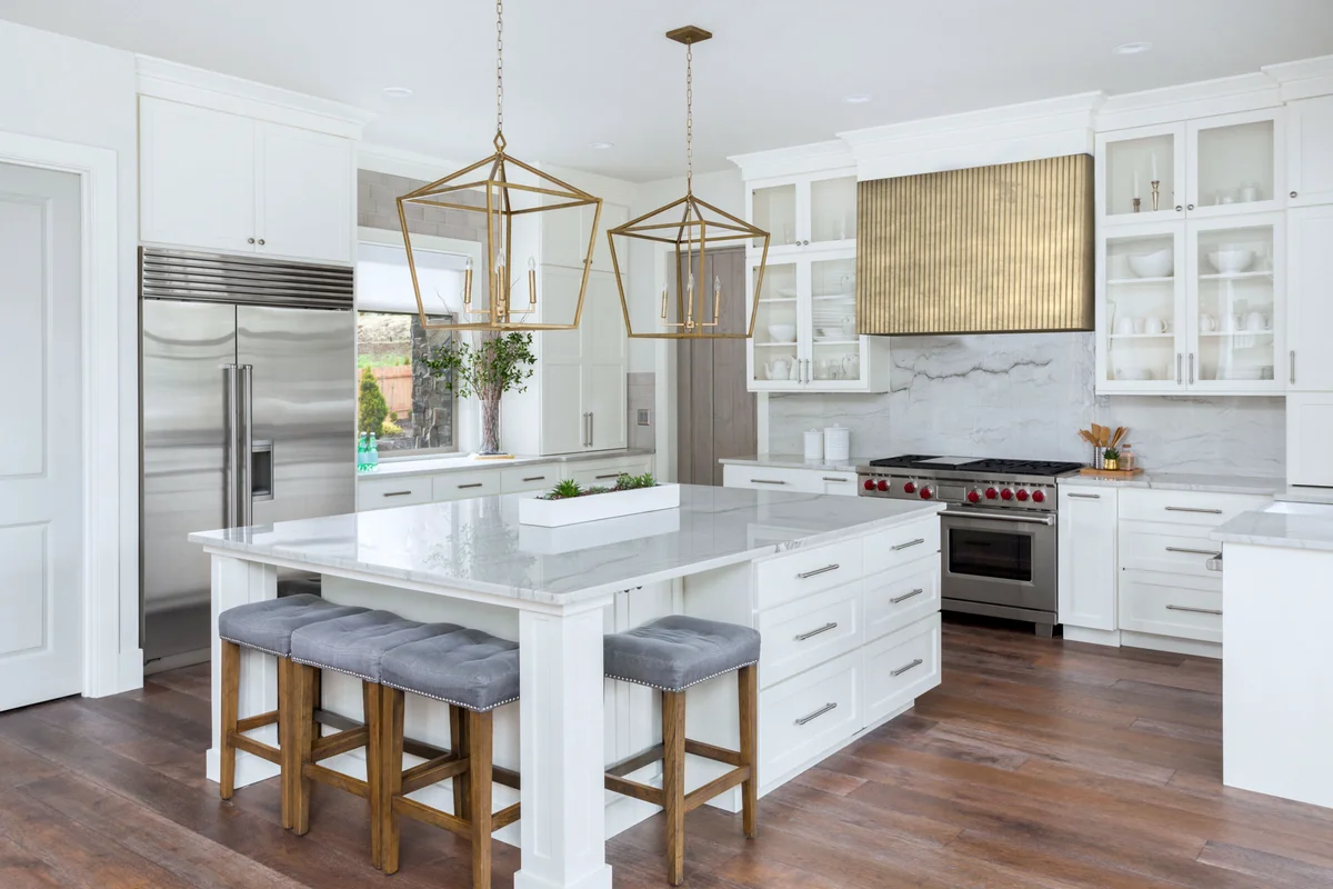 Custom cast brass range hood by La Bastille