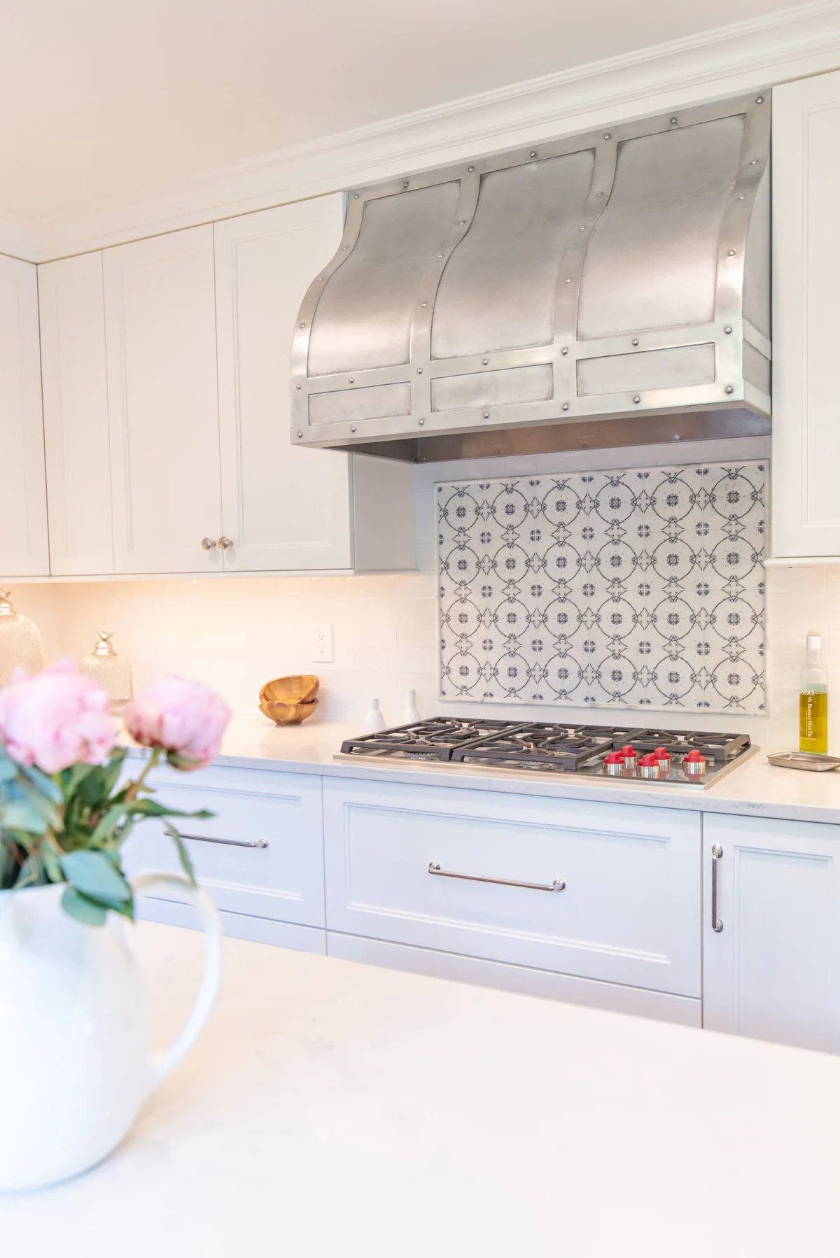 Custom cast zinc range hood by La Bastille