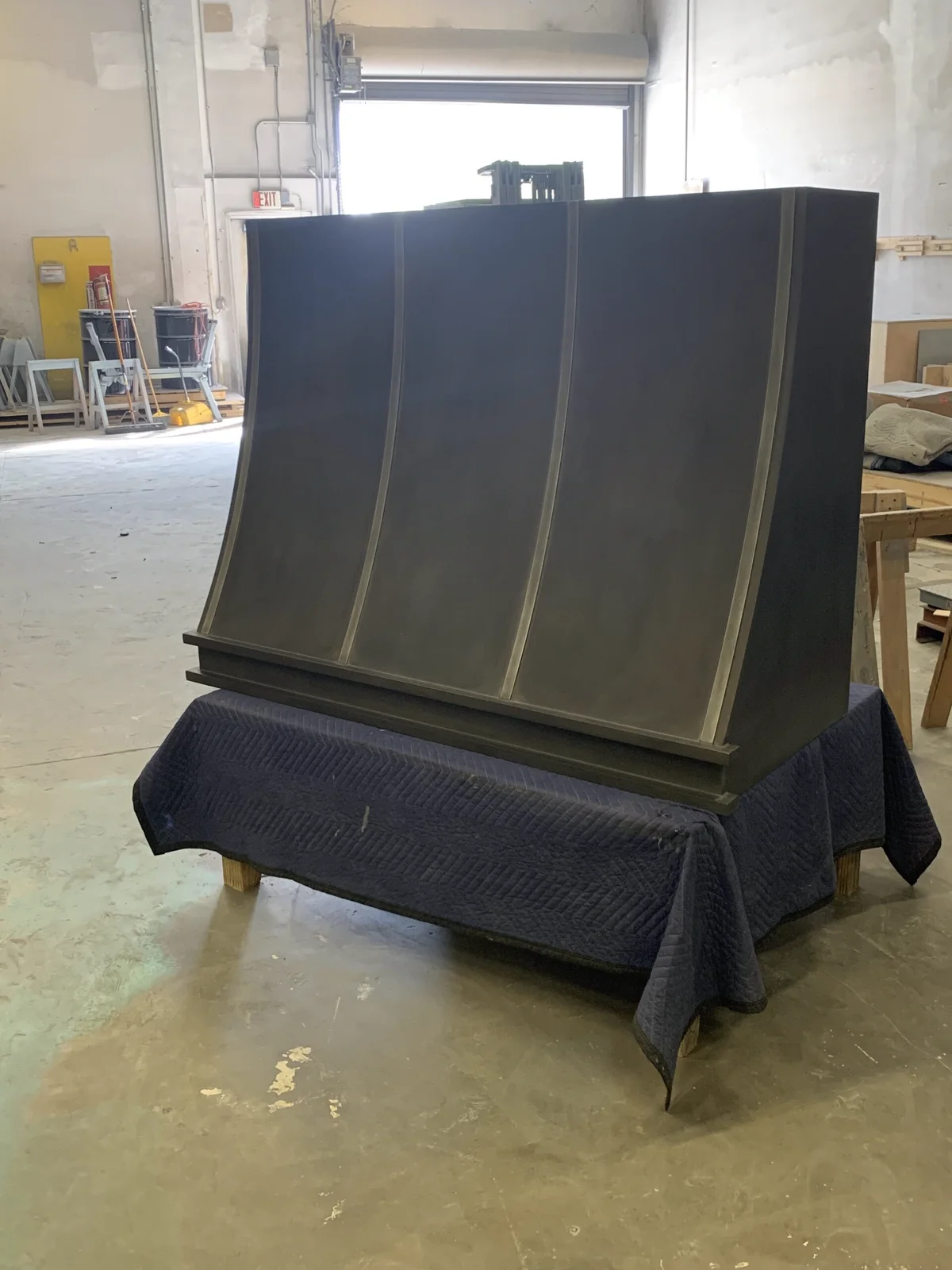 Custom cast zinc range hood by La Bastille
