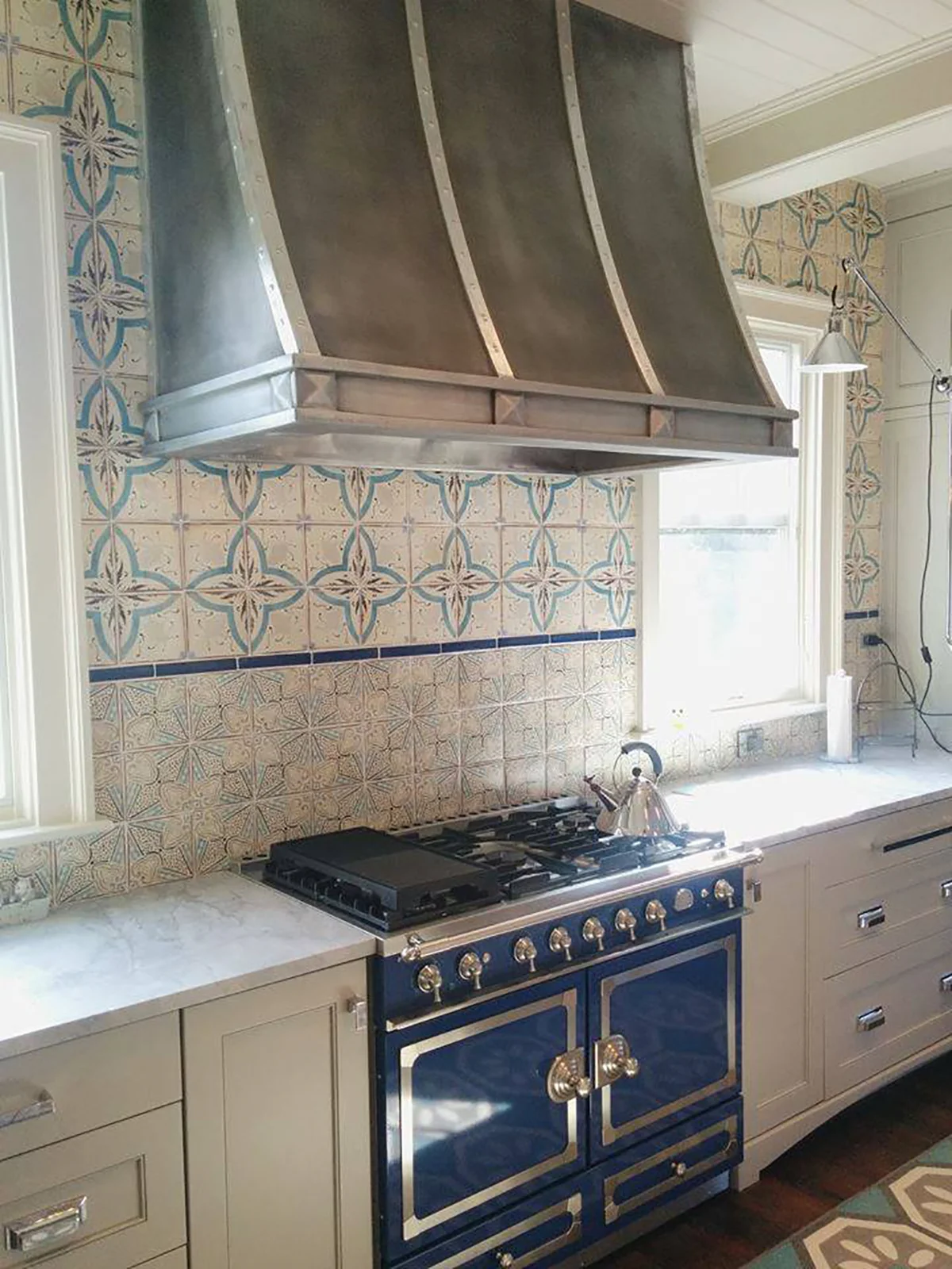 Custom cast zinc range hood by La Bastille