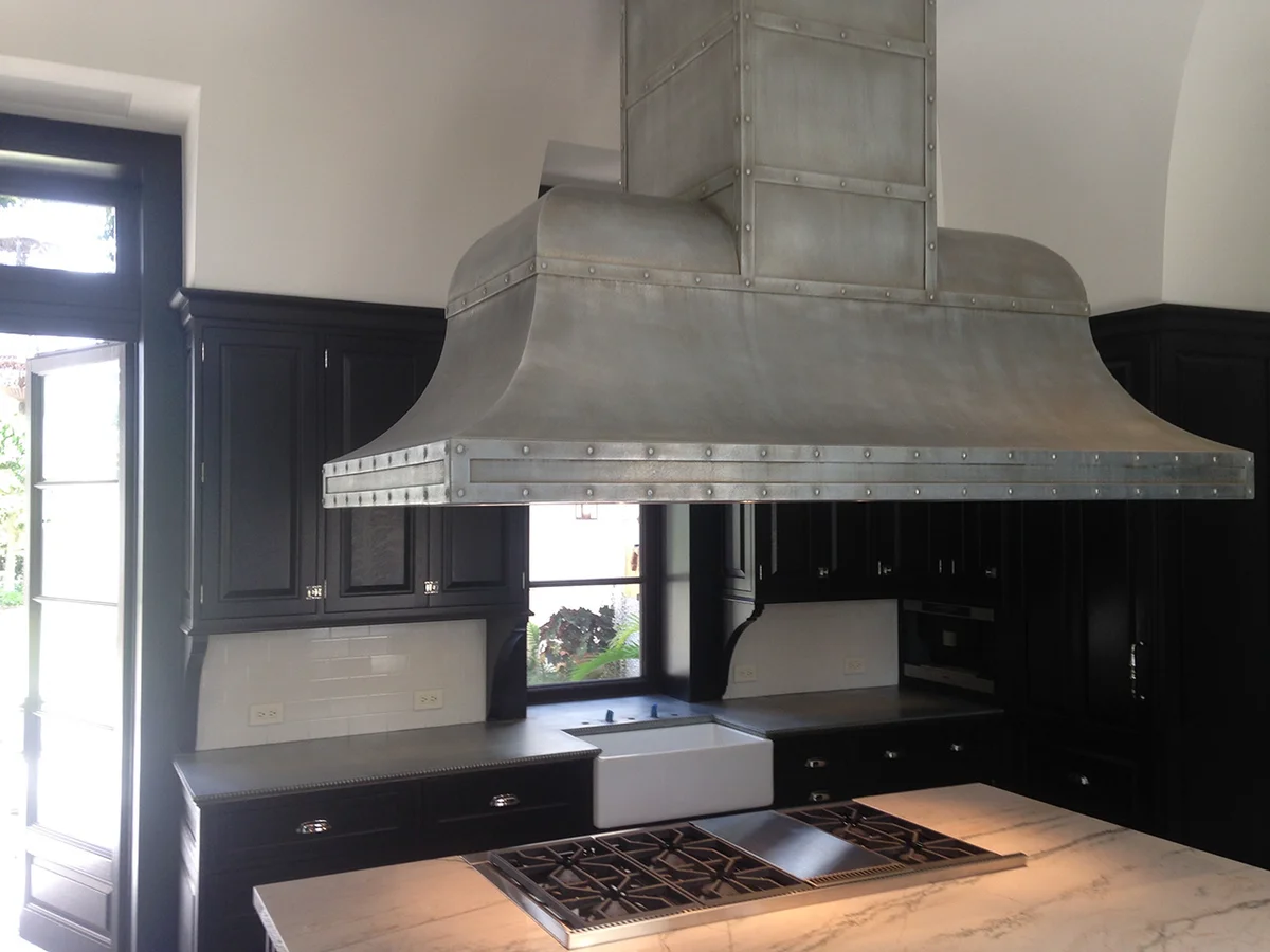Custom cast zinc range hood by La Bastille