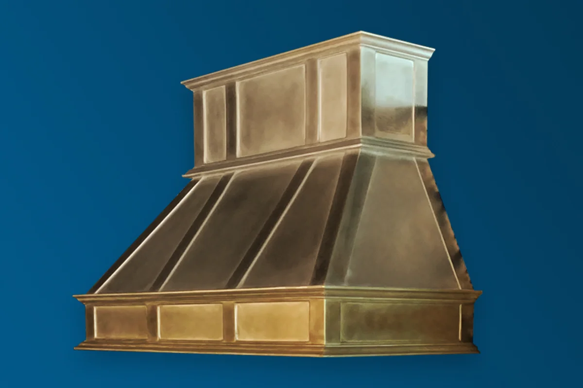 Custom cast zinc range hood by La Bastille