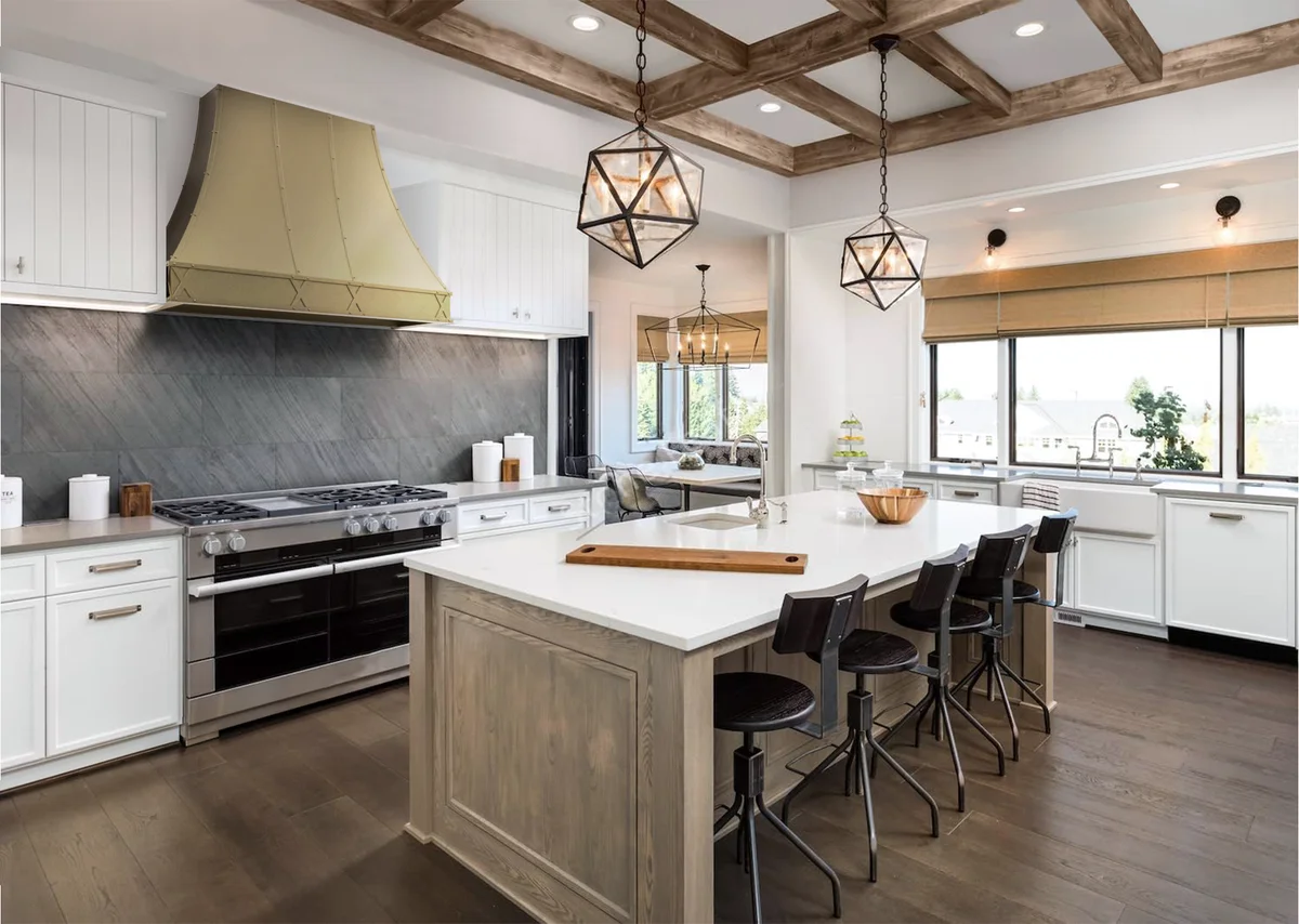 Custom cast brass range hood by La Bastille