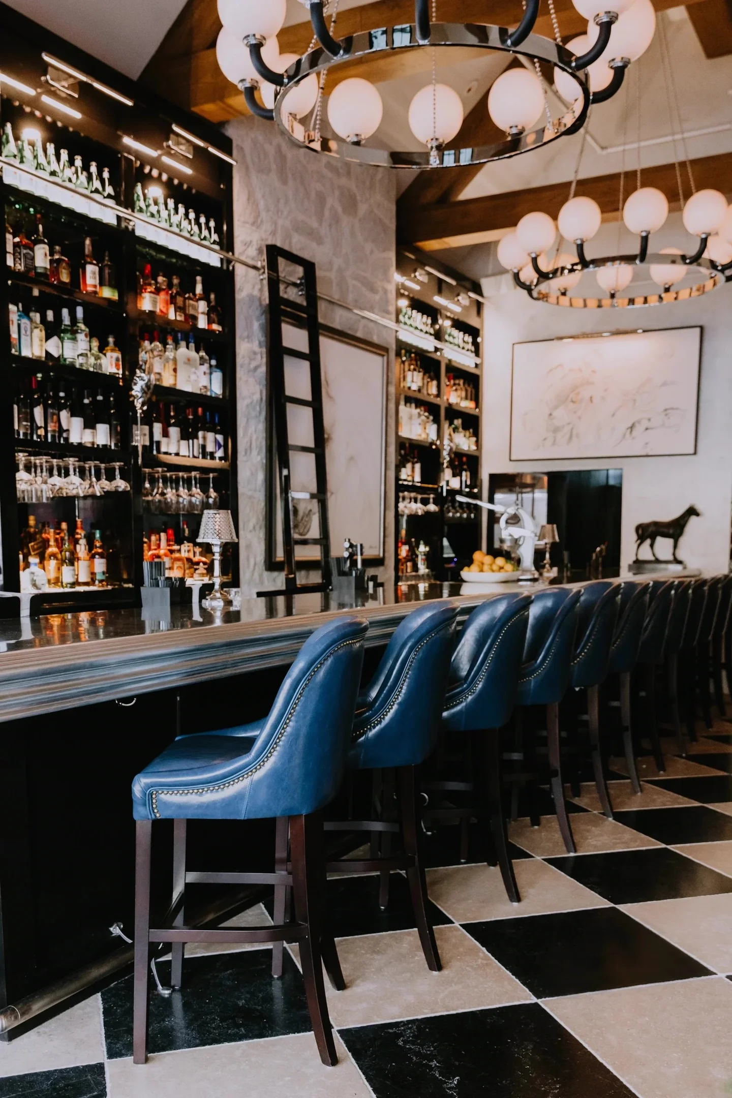 A hospitality bar top in cast metal